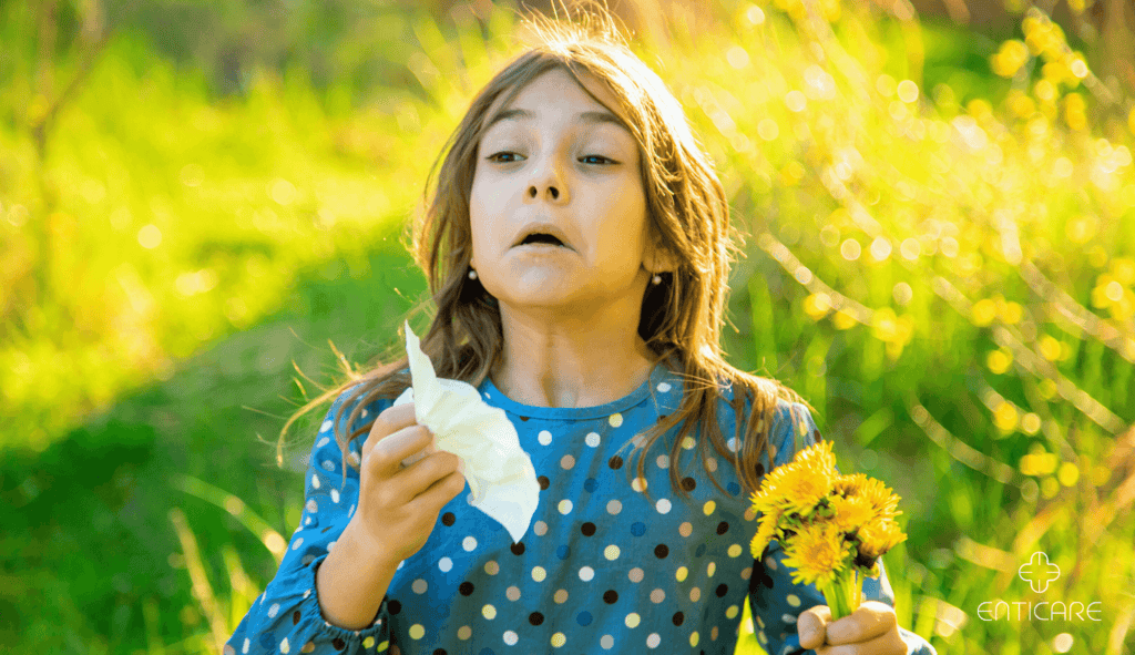 enticare-girl-holding-flower-sneeze