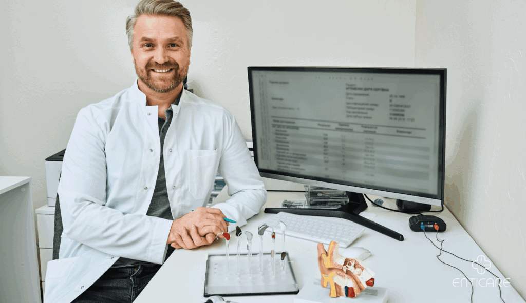 enticare-audiologist-in-his-clinic